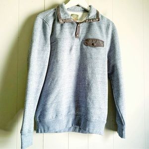 ST JOHNS BAY Mock Neck Pullover Button Up S